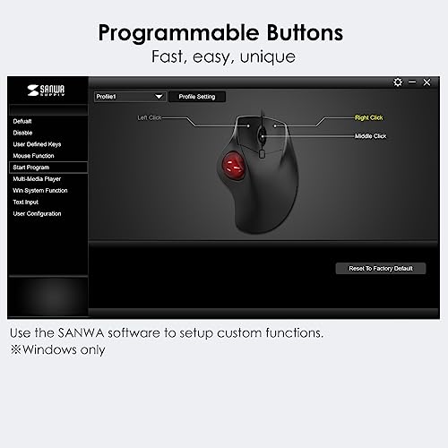 SANWA TB39 Wired Trackball + Bluetooth Numeric Keypad Set, Programmable Silent Buttons Roller Ball Mice, Rechargeable Wireless Ten Key Number Pad Portable, Compatible with Mac, Laptop, Windows, Black