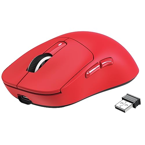 MANBASNAKE Attack Shark X3 49g Ultra-Lightweight Wireless Gaming Mouse, Red | Bluetooth 5.2/2.4G Wireless/Wired, PAW3395 Gaming Sensor, 26K DPI, 200h Battery Life, Programmable Buttons for PC/Mac/Win - color: Red
