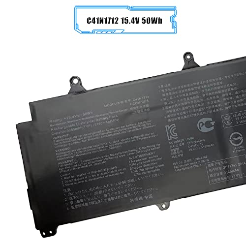 C41N1712 Laptop Battery Compatible with ASUS GX501 GX501Vl GX501GI GX501G GX501GM GX501GS GX501VSK GX501VS-XS710B200-02380100 15.4V 50Wh