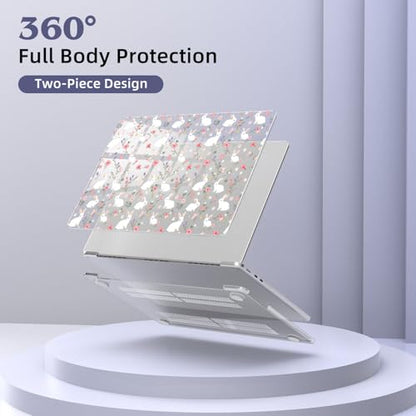 for MacBook Air 13.6 Inch Case M5/M4/M3/M2 2026-2022 Release A3449 A3240 A3113 A2681 Flower Bunny Aesthetic Design Crystal Clear Girly Case Laptop Protective Hard Shell Cover - color: Flower Bunny