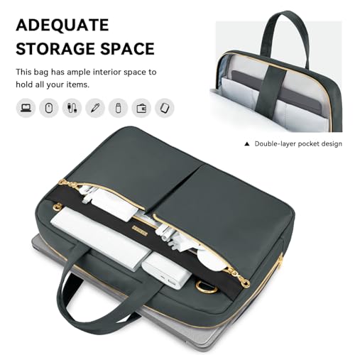 Ferkurn Laptop Bag Case Women Men Computer Bag Compatible with MacBook/HP/LG/Dell, Shoulder Strap Slim Carrying Messenger Briefcase, Grey, 14 Inch - color: Heather Grey, size: 14 inch