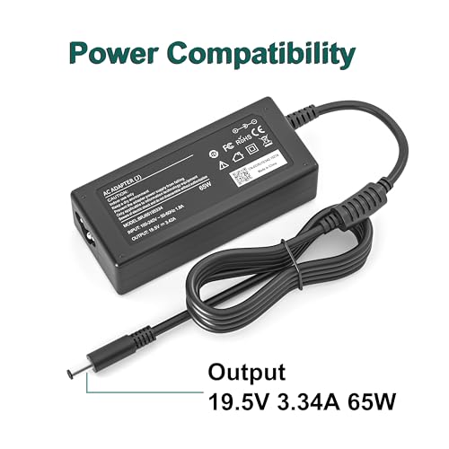 65W AC Charger for Dell Inspiron 11 13 15 17 3000 5000 7000 La65ns2-01 | 19.5V 3.34A Laptop Charger for Dell 3558 3181 5100 5535 5555 5558 5559 5567 XPS 9350 9360 15-5000 17-5000 13-7000 11-3000