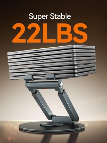Telescopic Laptop Stand with 360° Rotation, Adjustable Height & Tilt Swivel Laptop Riser, Ergonomic Standing Desk Converter for 10-17" MacBook Pro/Air, Dell, HP – Supports up to 22lbs (Gray) - color: Gray