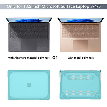 Batianda Durable Stand Case for Microsoft Surface Laptop 13.5 Inch, Blue | Fits Surface Laptop 3/4/5 13.5" with Alcantara Palm Rest, Heavy Duty Ergonomic Foldable Stand, TPU Bumper, Matte Hard Shell - color: Light blue, size: with Alcantara material Palm