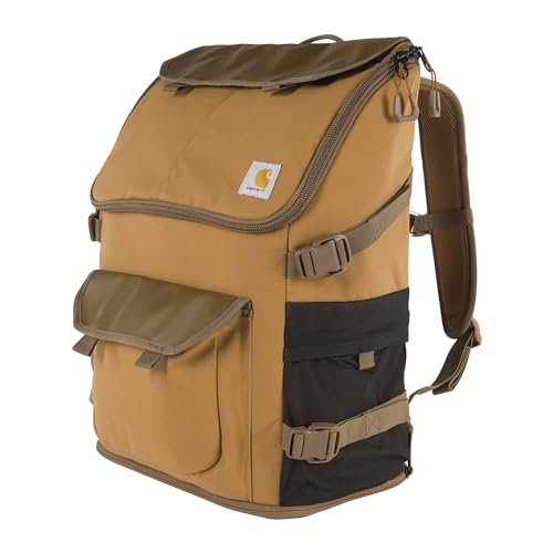 Carhartt 35L Nylon Workday Backpack, Durable Water-Resistant Pack with 15" Laptop Sleeve and Adjustable Shoulder Straps, Carhartt Brown - color: Carhartt Brown