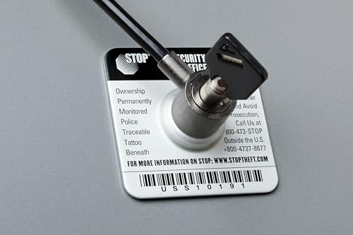 Stop Security Lock Anti-Theft Plate w/Heavy-Duty Steel Cable Lock & Lifetime 24/7 Recovery – Laptops/Tablets/Devices | USA Made