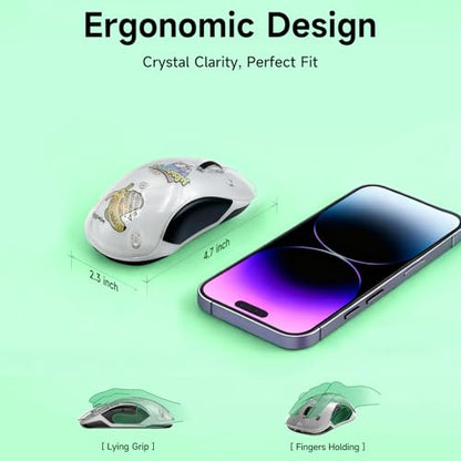 memzuoix 2.4G LED Wireless Mouse, Rechargeable Ergonomic Mouse with Detachable Cover, 1200 DPI Portable Optical Computer Mouse with USB Receiver for Laptop/PC/Desktop/MacBook, 5 Buttons-with Stickers - color: Black and white