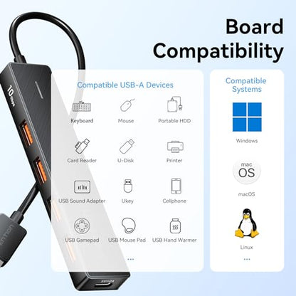 VENTION 10Gbps USB 3.2 Hub, USB Hub with 4 USB A 3.2 Ports, USB 3.2 Gen 2 Splitter USB Expander for Chromebook Surface Pro 3 iMac PS4 Laptop Xbox Flash Drive - size: 0.5FT, style: USB 3.2 10Gbps