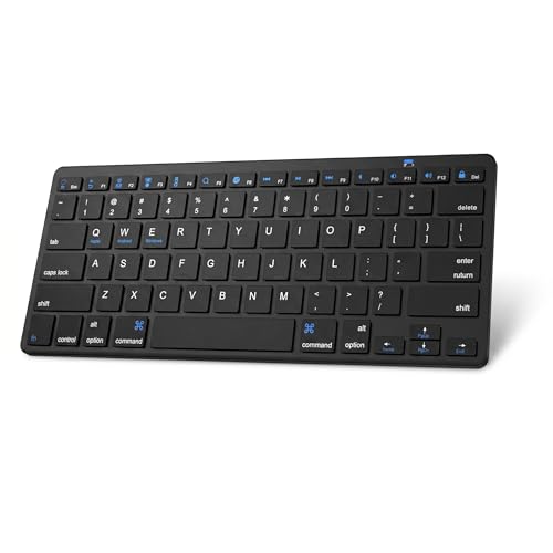 Multi-Device Bluetooth Keyboard for Mac, iPad, iPhone & Windows - Wireless for iPad Pro 12.9/11, Air, Mini, MacBook, Surface, Android Tablet - Switch 3 Devices, Auto-Reconnect, Black - color: Black