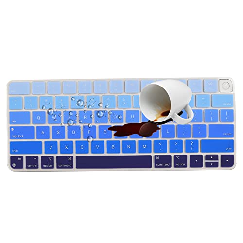 MUBUY Design for Apple iMac 24 Inch Magic Keyboard Cover, Silicone Keyboard Skin for 2021 iMac 24 Touch ID Model A2449 A2450, iMac Magic M1 Chip Keyboard Accessories-Strip Blue - color: Strip blue
