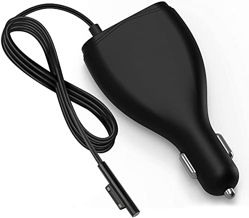 Surface Car Charger, 70W 15V 4A Power Supply | for Microsoft Surface Pro 5/Pro 6/Pro 7/Pro 8/Pro X, Surface Book, Surface Go, Surface Laptop with 5V 2A USB Charging Port