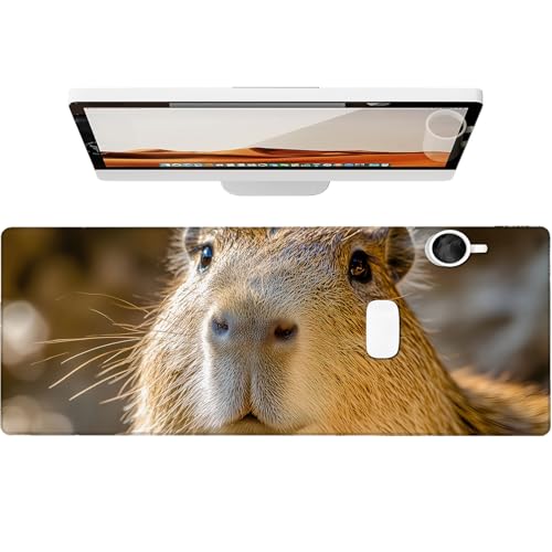 Cute Capybara Gaming Mouse Pad, Large Office Desk Mat, Anti-Slip Rubber Base Mousepad for Computer Laptop Keyboard, Smooth Desk Pad for Home Office Gamer Work Accessories 31.5" x 11.8" - color: 08Capybara
