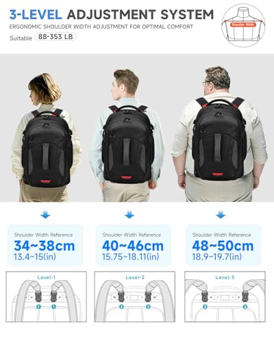2-in-1 Detachable Backpack with wheels,56L Large rolling backpack-Splits into Daypack & Laptop Backpack Fits 17 Inch Laptop,Water Resistant Luggage suitcase,Air Travel,Weekend Trips - color: Black