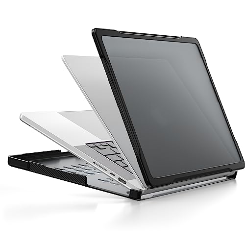 Batianda Ultimate Shockproof Case for MacBook Pro 14 Inch 2026-2021, Black | Fits M5/M4/M3/M2/M1 Pro Max Chip Model, Heavy Duty Matte Translucent Rugged Protective Shell with Carbon Fiber Side Texture - color: X-Black