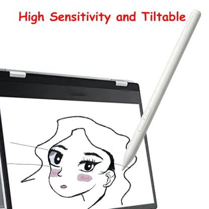 Stylus for Lenovo Yoga WE05,US501,US502 (4X81Q95846), Compatible with Lenovo Touchscreen Laptop, 300/500 Series, Chromebook Duet 3/5, ThinkPad P/X1, IdeaPad Flex (White) - color: White