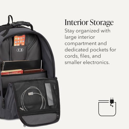 SWISSGEAR Sion 2-Piece Travel Set, Softside Expandable Carry-On Spinner Bundled with 1900 ScanSmart 17" Laptop Backpack with RFID Blocking & Tech Organization, Dark Grey - color: Dark Grey, size: 2-Piece Set (Carry-On/Backpack)