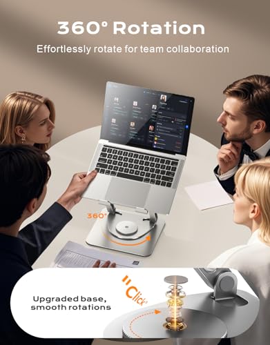 RIWUCT 360° Rotatable Laptop Stand for Desk Adjustable Height, Ergonomic Laptop Riser Holder with Dual-bar Support, Portable Computer Notebook Stand for MacBook Air Pro, Dell XPS, HP (10-16") - style: Rotatable