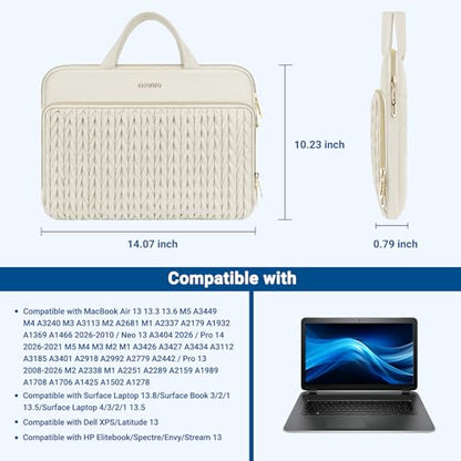 MOSISO Laptop Case 14 inch, 14 inch Laptop Sleeve, Sand | Compatible with HP Lenovo Dell ASUS Acer, HP Stream, Dell Latitude, Lenovo IdeaPad, Wheat Ear Quilted Bag with Handle&Pocket - color: Sand, size: 14 inch