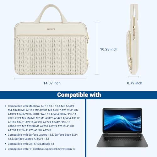 MOSISO Laptop Case 16 inch, 15-15.6 inch Laptop Sleeve, Sand | Compatible with MacBook Pro 16 M5 M4 M3 M2 M1, HP Dell Acer Lenovo ASUS Notebook, Wheat Ear Quilted Bag with Handle&Pocket - color: Sand, size: 16 inch