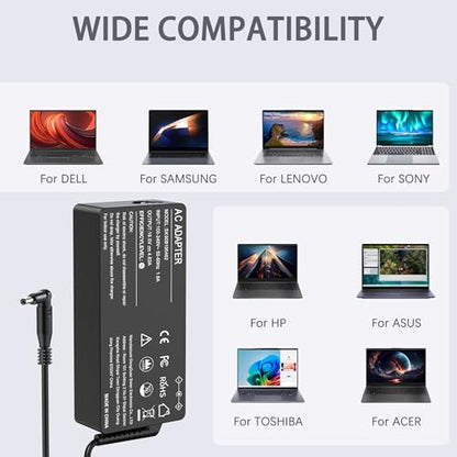 90W Universal Laptop Charger with 16 Tips Compatible with HP Le novo Dell Asus Acer Toshiba IBM Gateway Notebook Ultrabook Chromebook Power Supply Cord
