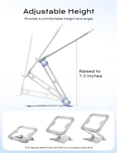 JCZT Adjustable Laptop Stand for Desk, Portable Laptop Riser Holder Foldable, Metal Ergonomic Computer Notebook Stand Holder for MacBook Air Pro, Dell, HP 10-16'' White - color: White
