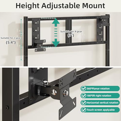 YAOHUOO Computer Monitor Mount Arm with LED, Heavy Duty Fully Adjustable Stand with C-Clamp, Computer Screen Storage Shelf for Office,Living Room