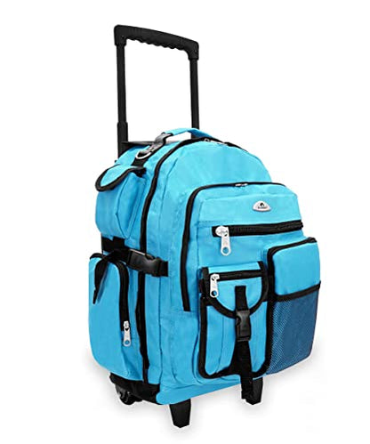 Everest Deluxe Wheeled Backpack, Turquoise, One Size - color: Turquoise