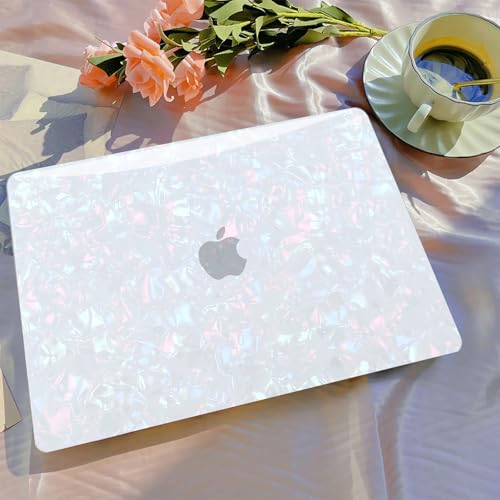 B BELK Compatible with MacBook Air 13 inch Case M5 2026 2025 2024-2022 M4 M3 M2 A3449 A3240 A3113 A2681, Plastic Hard Shell+Keyboard Cover+Screen Protector for MacBook Air 13.6 inch Case, Shiny Pearl - color: Shiny Pearl