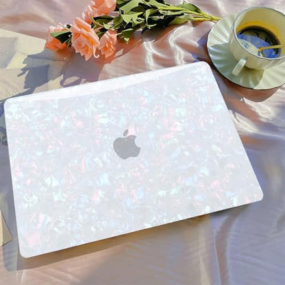 B BELK Compatible with MacBook Air 13 inch Case M5 2026 2025 2024-2022 M4 M3 M2 A3449 A3240 A3113 A2681, Plastic Hard Shell+Keyboard Cover+Screen Protector for MacBook Air 13.6 inch Case, Shiny Pearl - color: Shiny Pearl