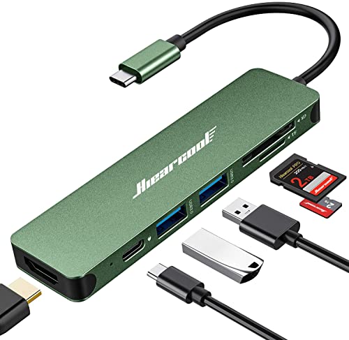 Hiearcool USB C Hub, 7-in-1 USB C Dongle for MacBook, HDMI, PD, Green - color: Green