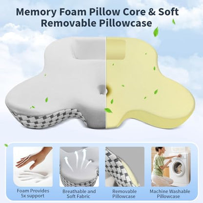 Multifunctional Memory Foam Pillows, Cervical Neck Pillow, Reading Pillow for Gaming Lap Desk Pillow for Laptop, Ergonomic Support Pillow for Sleeping, Gaming, Reading, Working