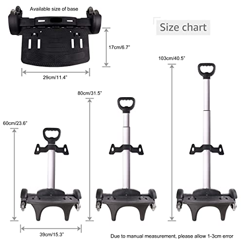 Backpack Trolley, Wheeled Trolley Aluminium Alloy Foldable Hand Cart 6 Wheels Rolling Luggage Carts for Kids Teens Adult School Travel (6 Wheels) - color: 6 Wheels