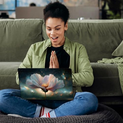 SUPERDANT 3Pcs Laptop Sticker Skin Cover Decal Removable Reusable PVC Material with Unique Starry Sky Flower Design Waterproof for School College Work Office Personalization Use