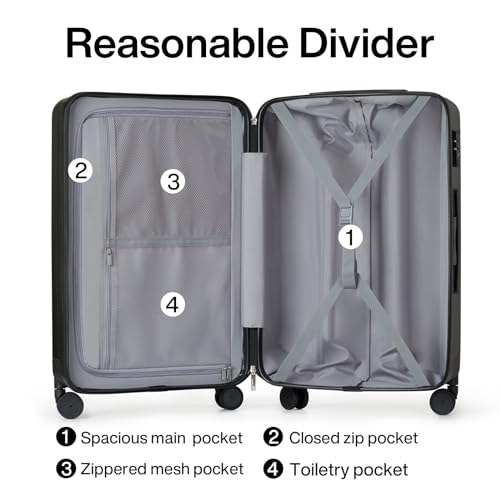 Hanke 29 Inch Luggage Suitcases With Spinner Wheels Lightweight PC hardside Rolling Suitcase With Travel Lock, Checked-Large 29-Inch(Jet Black) - color: Jet Black, size: Checked Large 29 Inch