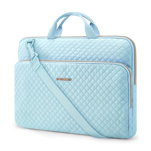 BAGSMART Laptop Sleeve 15-15.6 inch Case Protective Water-Resistant | Lightweight Laptop Bag for Women with Pocket and Handle, Compatible with MacBook, HP, Dell, Acer and Asus notebooks - color: Blue-Shoulder Strap, size: 15.6 Inch