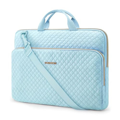 BAGSMART Laptop Sleeve 15-15.6 inch Case Protective Water-Resistant | Lightweight Laptop Bag for Women with Pocket and Handle, Compatible with MacBook, HP, Dell, Acer and Asus notebooks - color: Blue-Shoulder Strap, size: 15.6 Inch