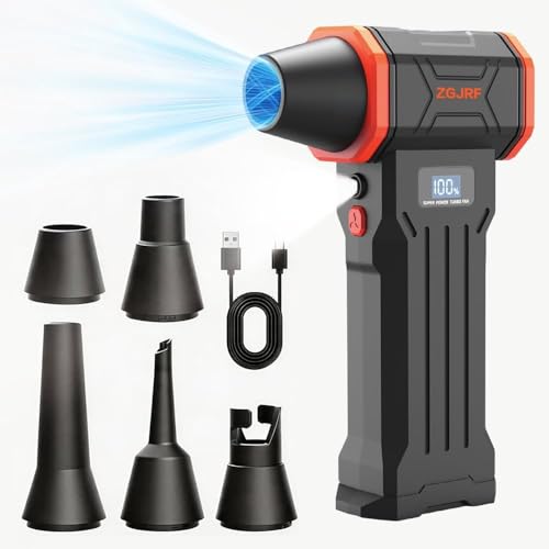 Compressed Air Duster，120000RPM Super Powered Electric Air Duster,4 Gear Adjustable Mini Turbo Blower LED Light,Rechargeable Cordless Dusters for Home Car Outdoor PC Computer Keyboard