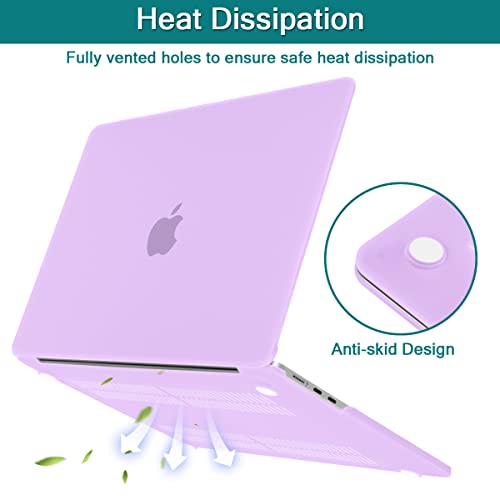 Teryeefi Compatible with MacBook Air 13.6 inch M2 M3 M4 M5 Case 2022-20252026 Model A2681/A3113/A3240/A3449, Laptop Hard Shell Case & Keyboard Cover & USB 3.0 Adapter, Frosted Purple - color: Frosted Purple