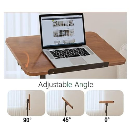 Overbed Bedside Table with Wheels, Height Adjustable Side Table 60-80cm Height Tilting Desktop C Shape Sofa Side Table Hospital Bed End Table Laptop Table for Home and Hospital Use B - color: B