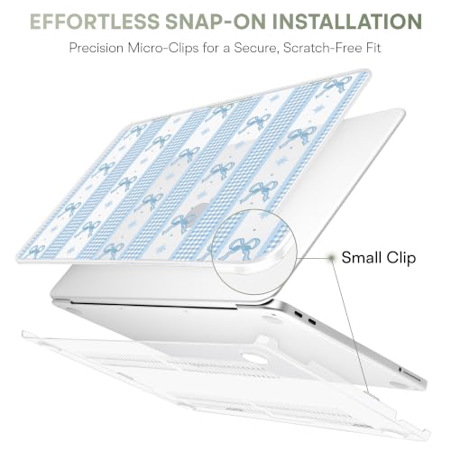 Compatible with MacBook Neo 13 inch (2026 Release A3404) (A18 Pro) with Liquid Retina Display, Printed Slim Protective Case with Screen Protector & Keybaord Cover, Blue Bowknot - color: Blue bowknot