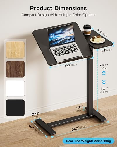BZIUM Overbed Bedside Table with Hidden Wheels, Adjustable Medical Tilt Top Hospital Bed Table Over The Bed, Rolling Desk Mobile Standing Desk (27.6x15.8, Black) - color: Black, size: 27.6x15.8 Inch
