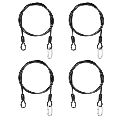 PATIKIL Security Cable Lock (5/32" Dia 3.3ft, Black)(4 Set) Vinyl Coated 304 Stainless Steel Double Loop Flexible Wire Rope Safety Cable with Quick Links Locking Connectors - color: Black, size: 3.3ft x 5/32"