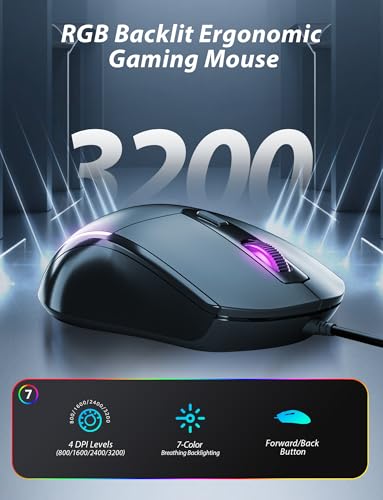 Mechanical Gaming Keyboard and Mouse, LED Backlit 98-Key Floating Keycap & 4 DPI RGB Gaming Mouse with Mouse Pad, Full Anti-Ghost Light Up Wired Computer Keyboards for MAC PC Gamer Accessories, Gray - color: Gray