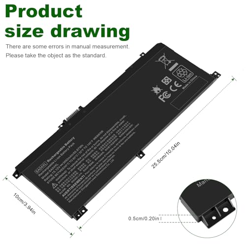 SA04XL Laptop Battery Compatible with HP Envy X360 15-DR 15-DR0010TX 15t-dr100 17t-cg100 17-cg100 Series Notebook L43248-541 L43248-AC1 L43248-AC2 L43267-005 SAO4XL HSTNN-OB1F HSTNN-OB1G HSTNN-UB7U - size: 10.04*3.94*0.2inch SA04XL