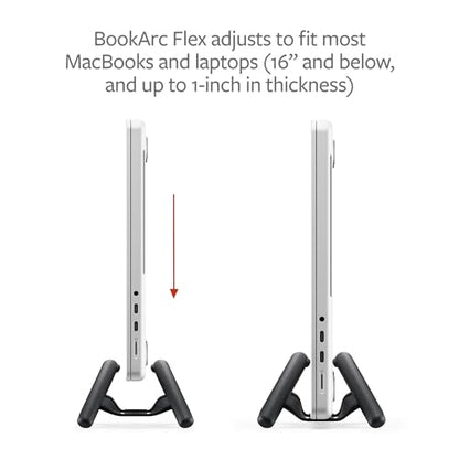 Twelve South BookArc Flex Vertical Laptop Stand – Space-Saving MacBook Stand, Adjustable Holder for Desk, Single Slot Dock for Monitor Display, Non-Slip, Upright Storage, Black