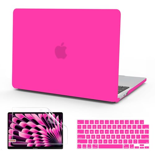 B BELK for MacBook Air 15 inch Case M5 2026 2025 2024 2023 Release M4 M3 M2 | A3448 A3241 A3114 A2941, Matte Plastic Laptop Hard Shell Case with Keyboard Cover & Screen Protector, Hot Pink - color: Hot Pink
