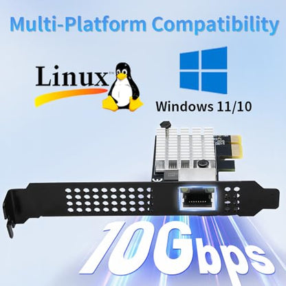 IO CREST Single Port 10 Gigabit Ethernet PCI-e x1 Network Card RTL8127 Chipset - size: 1-Port 10G 8127, style: 10 Gigabit