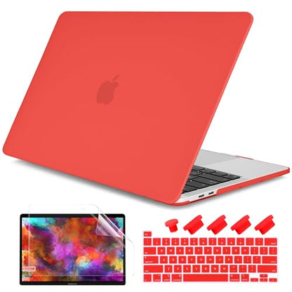 for MacBook Pro 13 inch Case 2023 2022 2021 2020 Release Model: A2338 M2/M1 A2289 A2251 with Touch Bar & Touch ID, Frosted Matte Plastic Hard Shell Case & Keyboard Cover, Red - color: Red