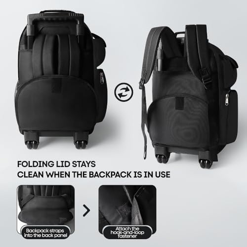 20" 2-in-1,Wheeled Travel Luggage Bag w/Telescopic Handle | Rolling Travel Luggage w/2 Wheels,Trolley Suitcase,Spacious Storage Design,2560-20''-Black - color: JH-2560-Black-20