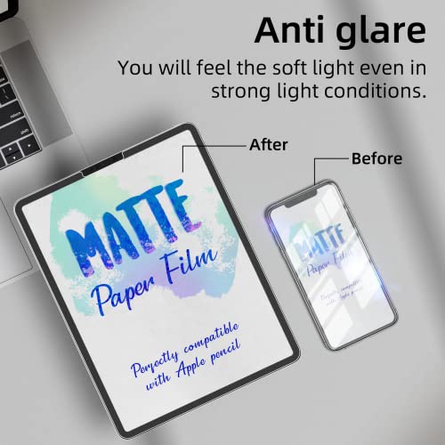 2 PACK Paper Screen Protector for iPad Pro 12.9-Inch (2022/2021/2020/2018), Matte Anti Glare Blue Light Premium PET Film Feel Paper iPad Screen Shield, High Touch Sensitivity - size: iPad 12.9 inch